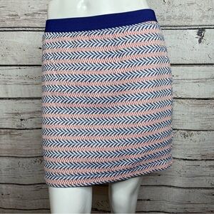 GAP Mini Skirt Size 6 Regular Lined Zip Up Blue Orange Cream‎ Patterned Skirt